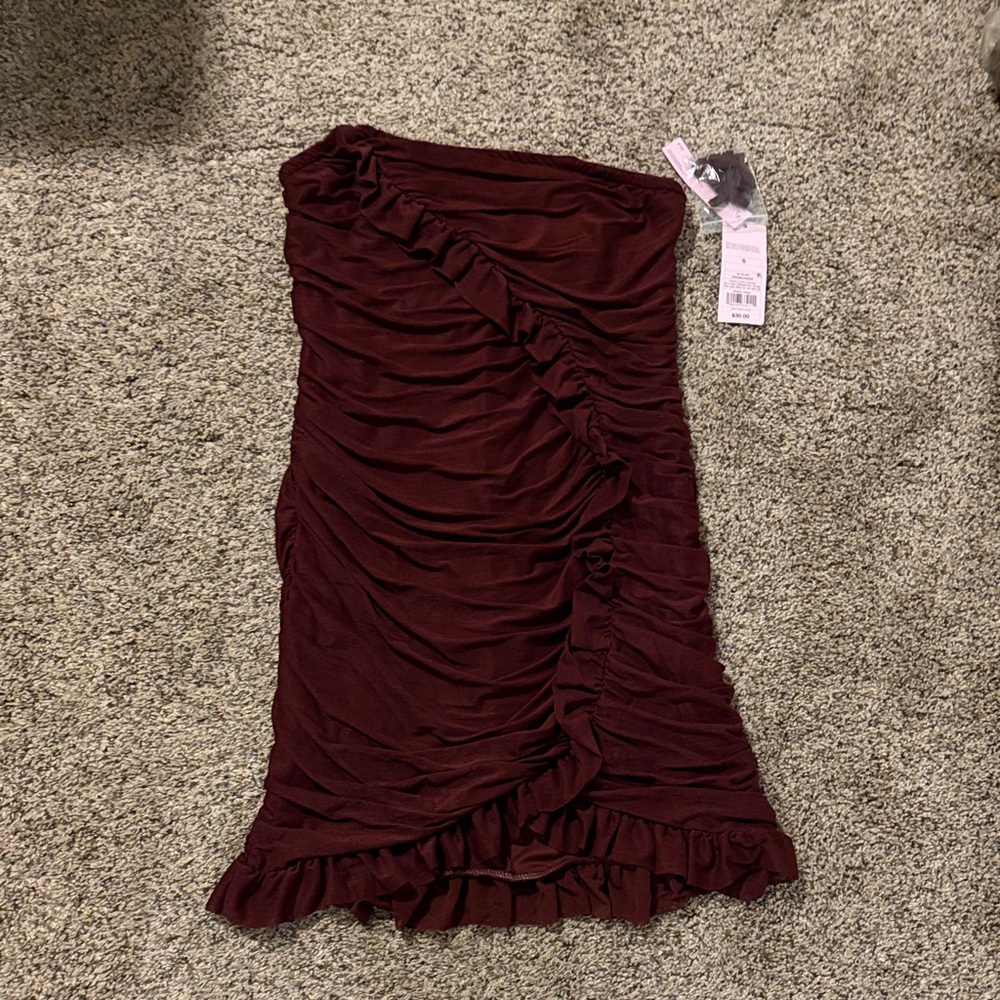 Wild Fable Burgundy Ruffled Mini Dress